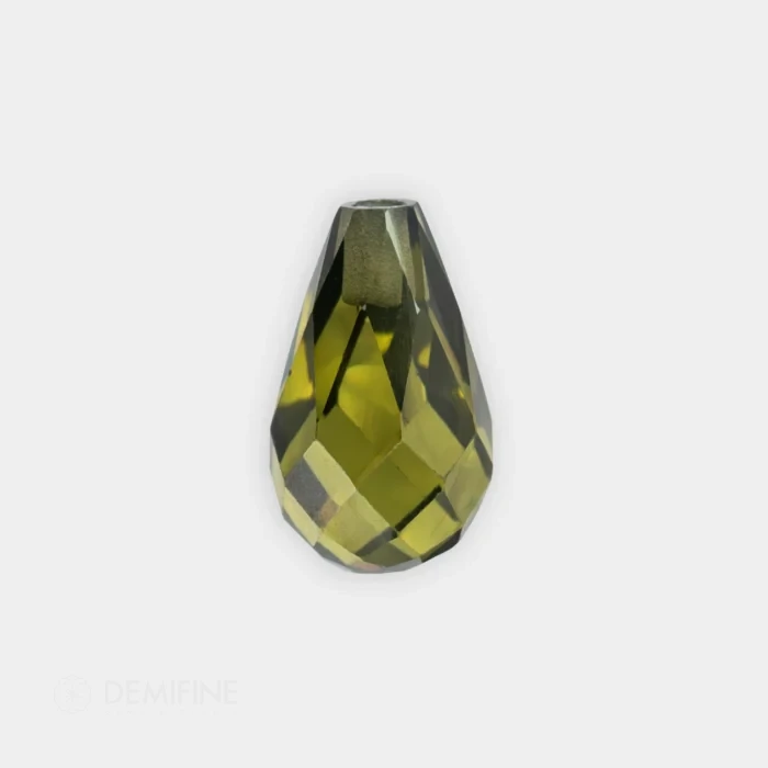 Circonita Pera Briolette Medio Taladro peridoto oscuro