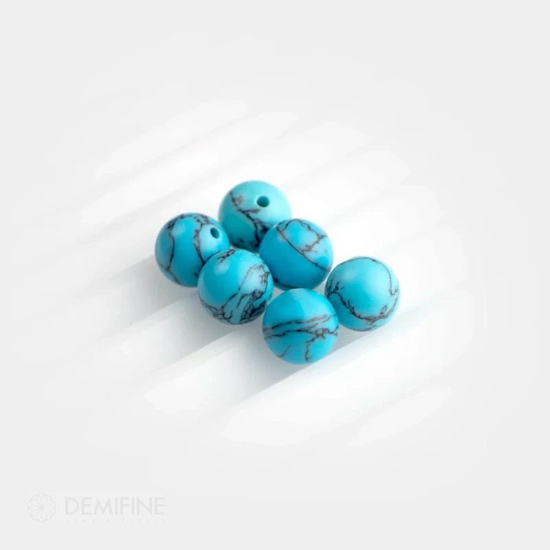 Bolas medeio taladro de turquesas reconstituidas venadas